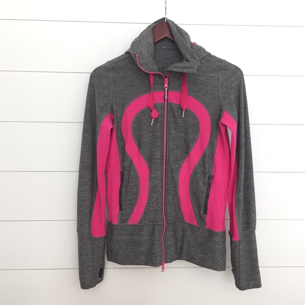 LULULEMON Hooded In Stride Jacket Grey & Pink